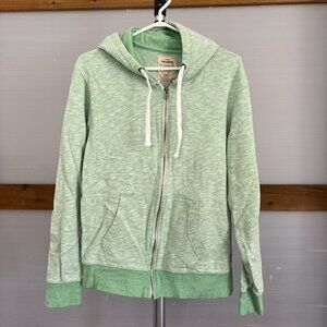 PULL & BEAR Heather‎ Green White Zip Up Hoodie Sweat Jacket Sz L